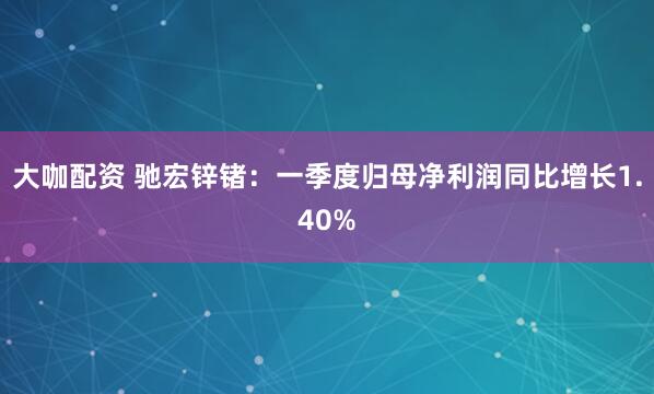 大咖配资 驰宏锌锗：一季度归母净利润同比增长1.40%
