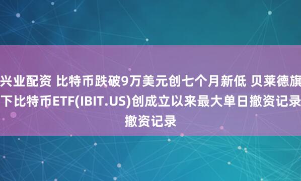 兴业配资 比特币跌破9万美元创七个月新低 贝莱德旗下比特币ETF(IBIT.US)创成立以来最大单日撤资记录